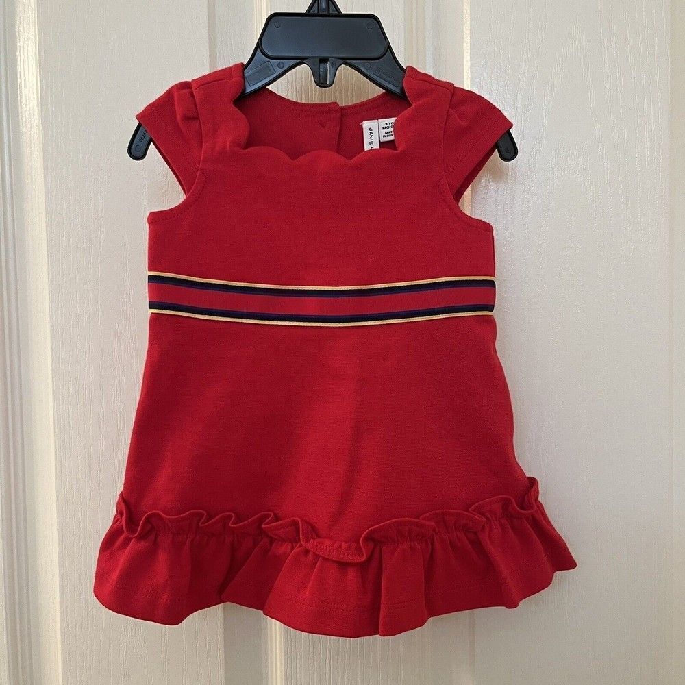 Janie and Jack Ruffle Hem Ponte Dress and Bloomers Red Girls SZ 3-6 Months NWOT